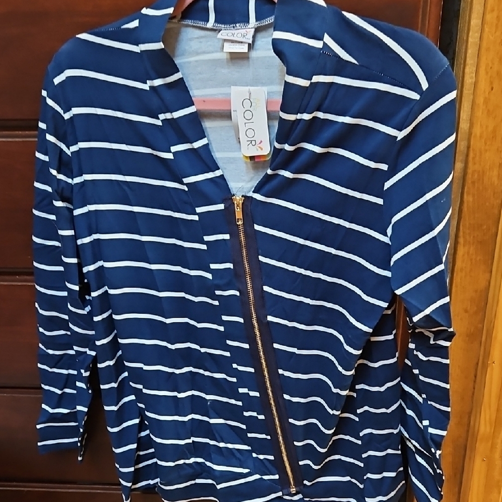 All For Color Blue and White Long Sleeve Tee